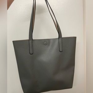 Reversible Gray and Tan Tote - Women’s Purse with Magnetic Closure